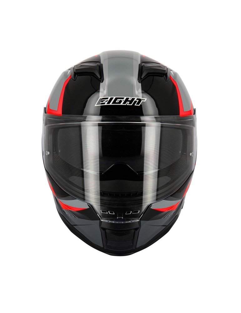 Casco Eight negro-gris-rojo