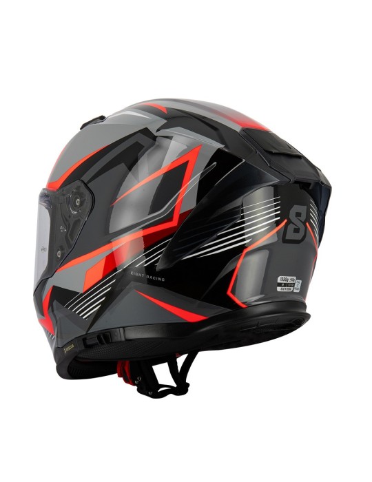 Casco Eight negro-gris-rojo