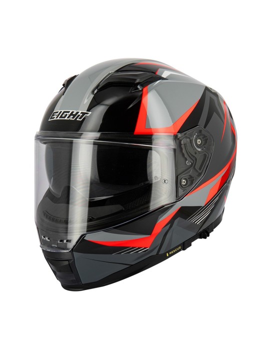 Casco Eight negro-gris-rojo