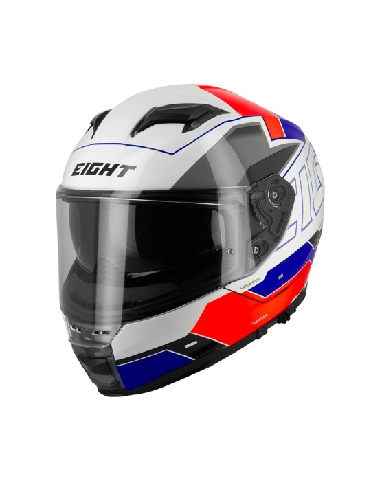 Casco Eight blanco- azul -rojo