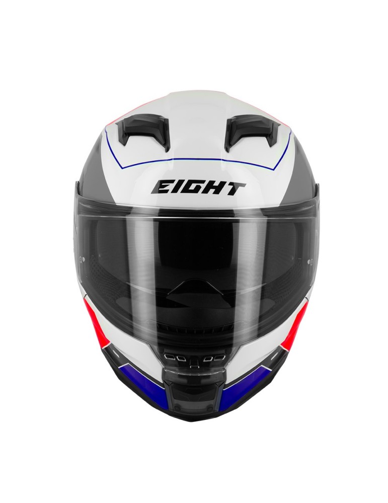 Casco Eight blanco- azul -rojo
