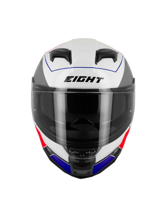 Casco Eight blanco- azul -rojo